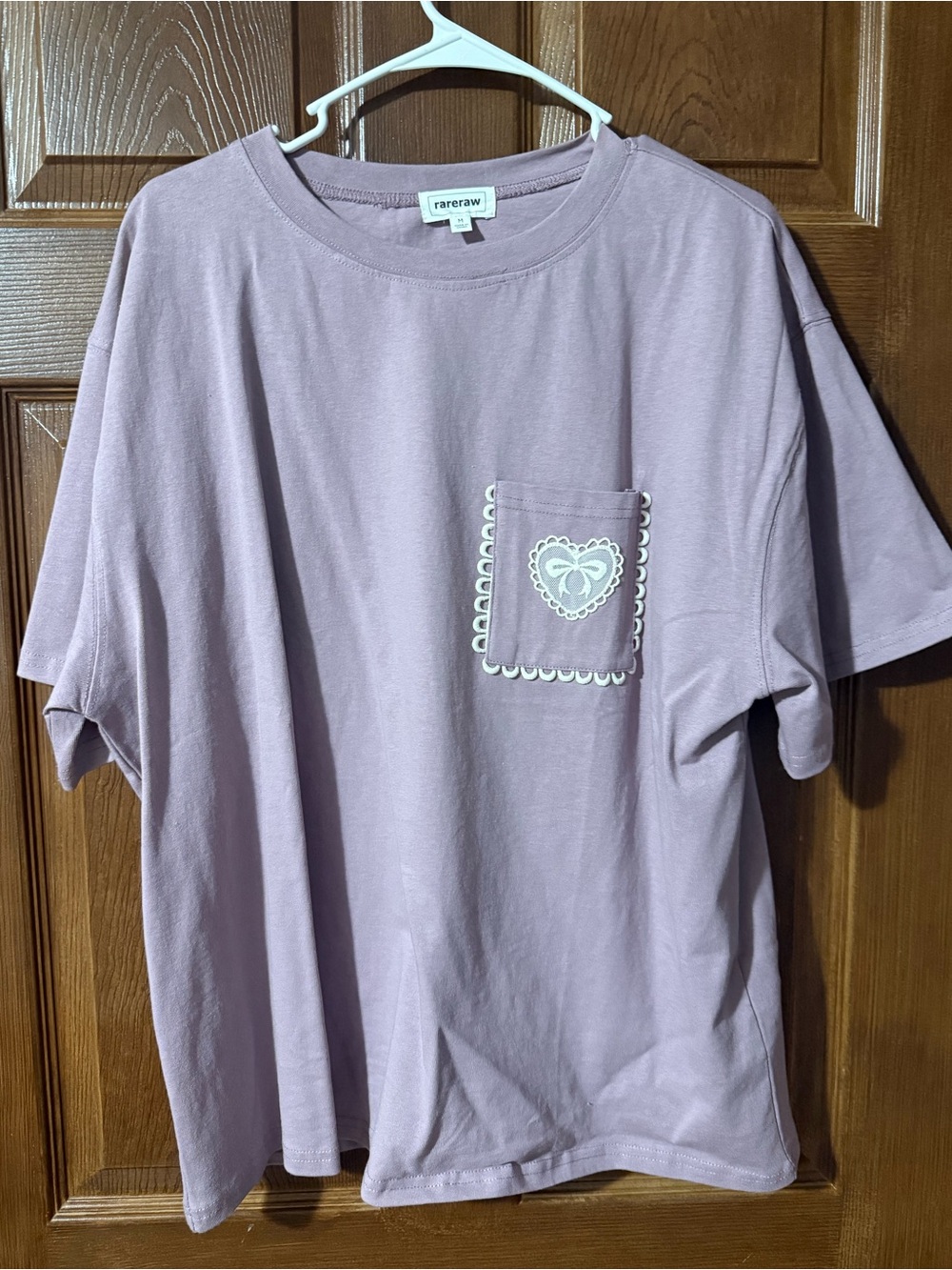 Rareraw Lavender/mauve  Pocket Tee with White Heart Detail